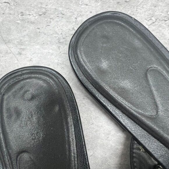 Zara Black Leather Embellished Metallic Slip-On Mule Flat Loafers Womens Size 39 - Picture 5 of 8